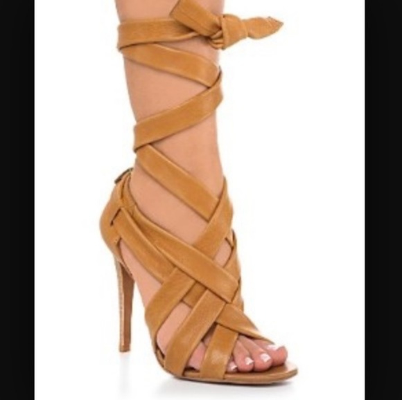 Tory Burch Shoes - Tory Burch nude leather wrap up heels 7M